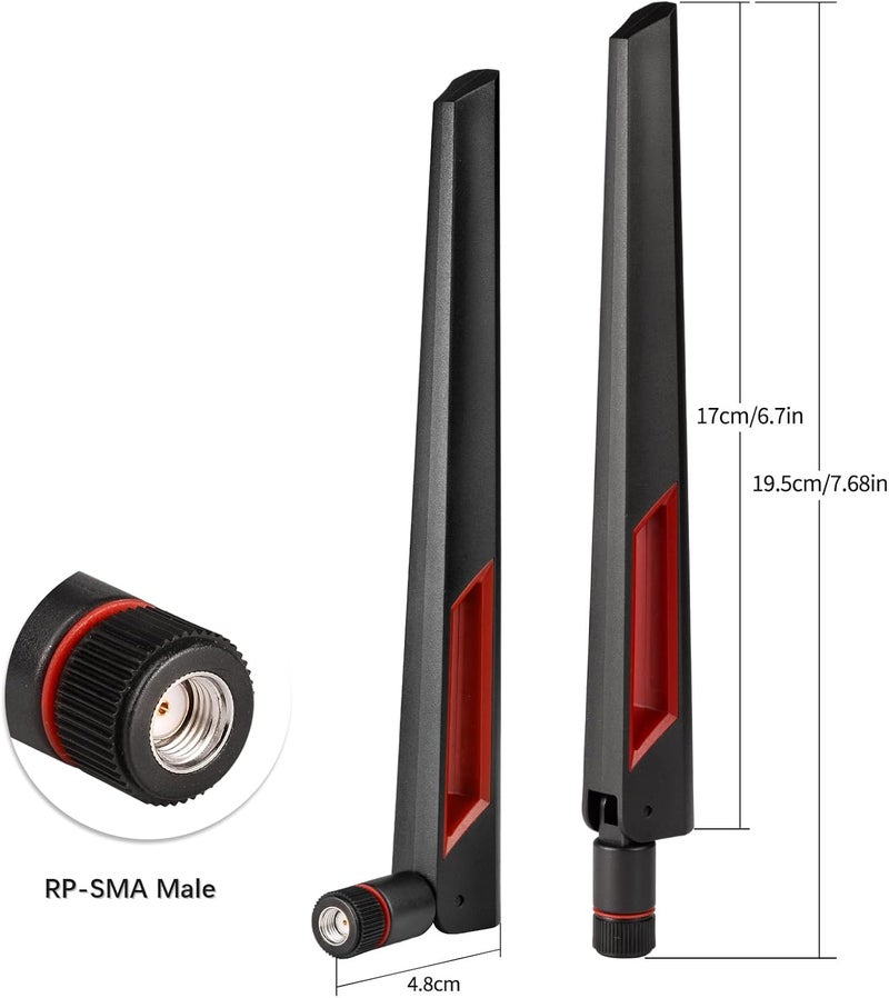 Superbat هوائي ثلاثي النطاق WiFi 6 6E 2.4GHz 5GHz 6GHz RP-SMA ذكر هوائي متعدد الاتجاهات - عبوة 2 لجهاز التوجيه PC سطح المكتب بطاقة WiFi PCIe كاميرات الأمان IP محول USB - Image 3
